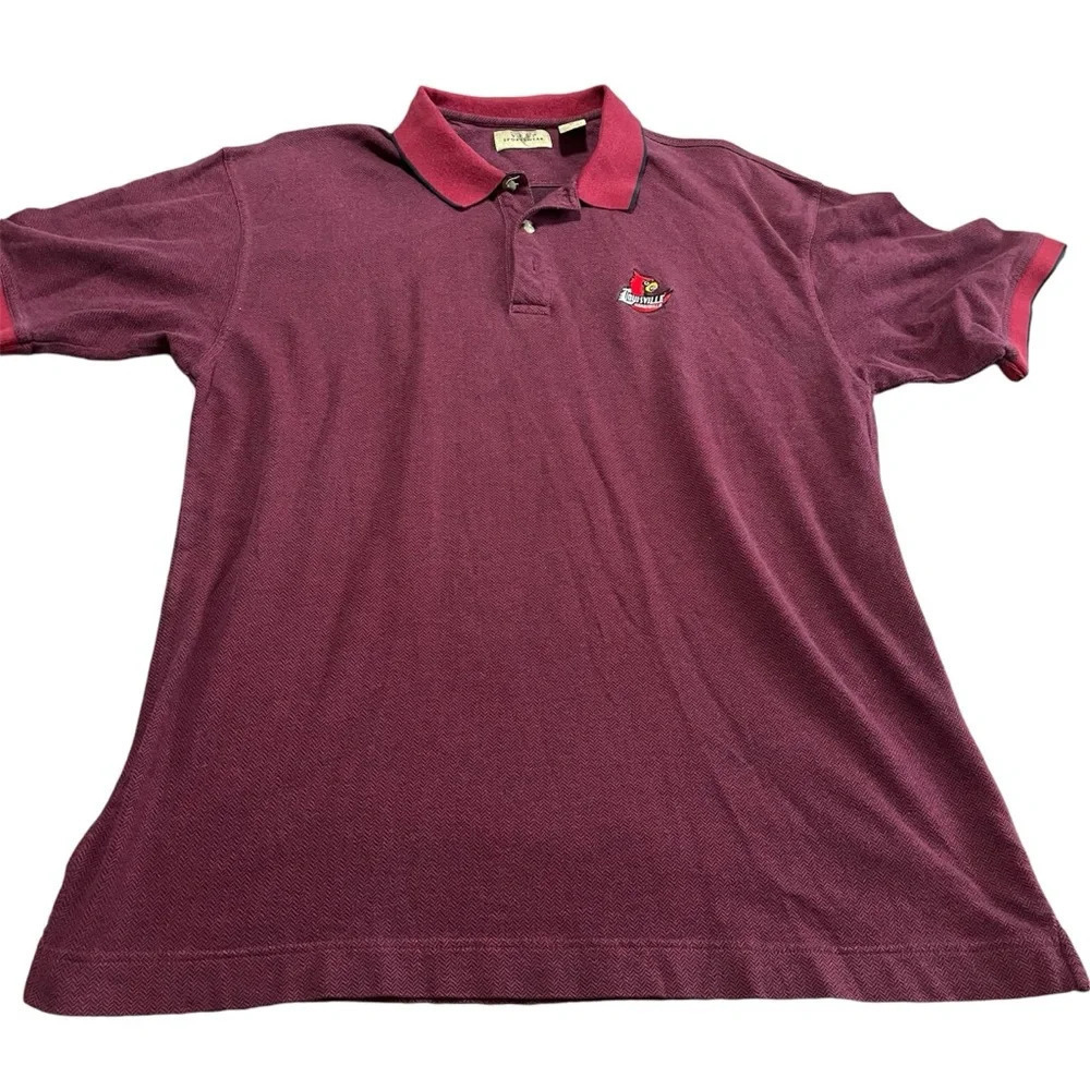 University Louisville Cardinals 100% cotton Polo Shirt Size Xlarge XL Red NCAA